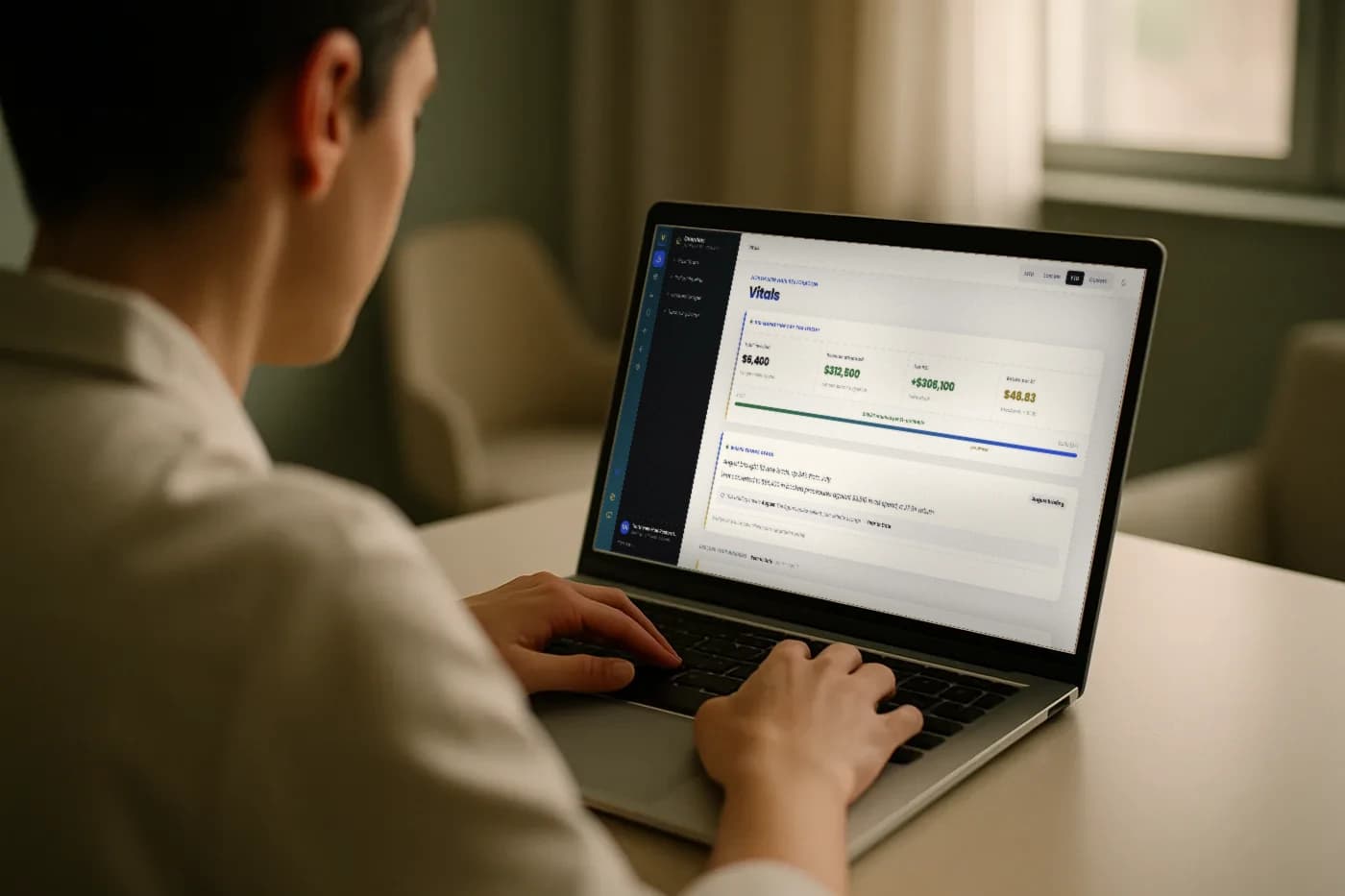 A practice owner reviewing the Journey portal, which shows ad spend, attributed revenue and return per dollar on one screen