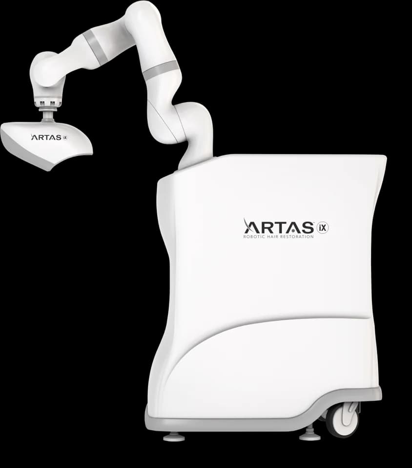 The ARTAS robotic hair restoration system: mobile cart with its articulated robotic arm (ARTAS iX cart shown)