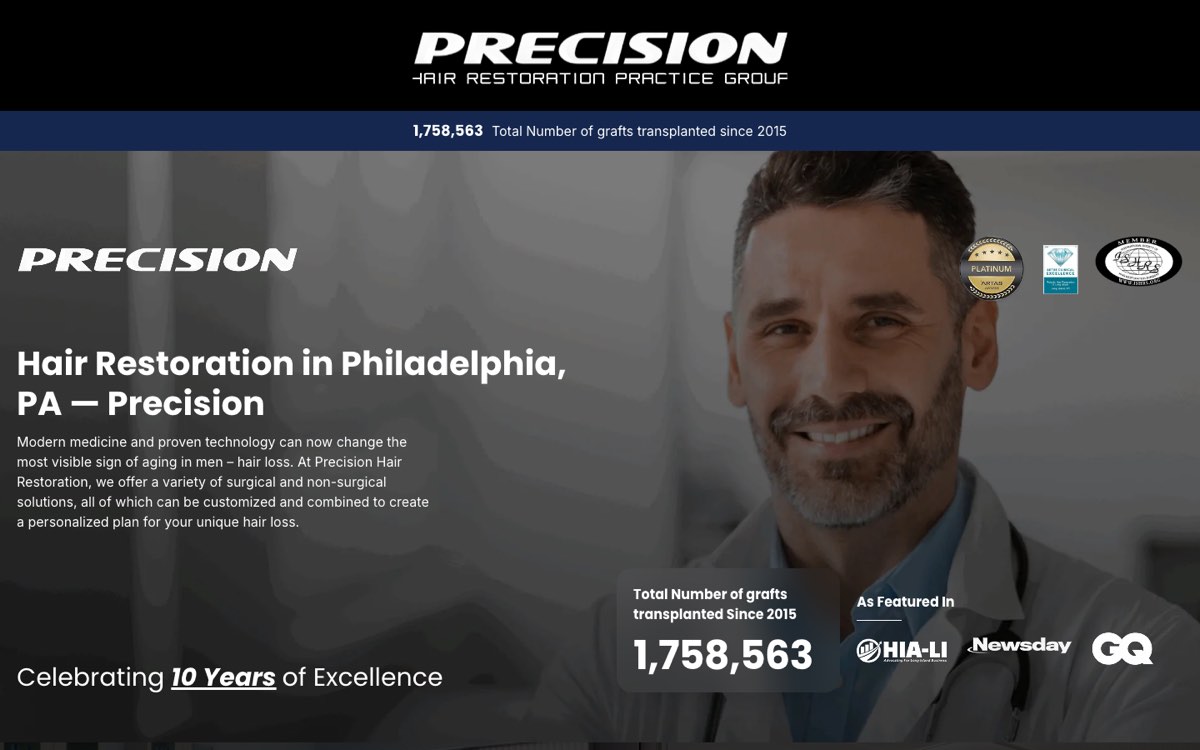 Precision Hair Restoration homepage