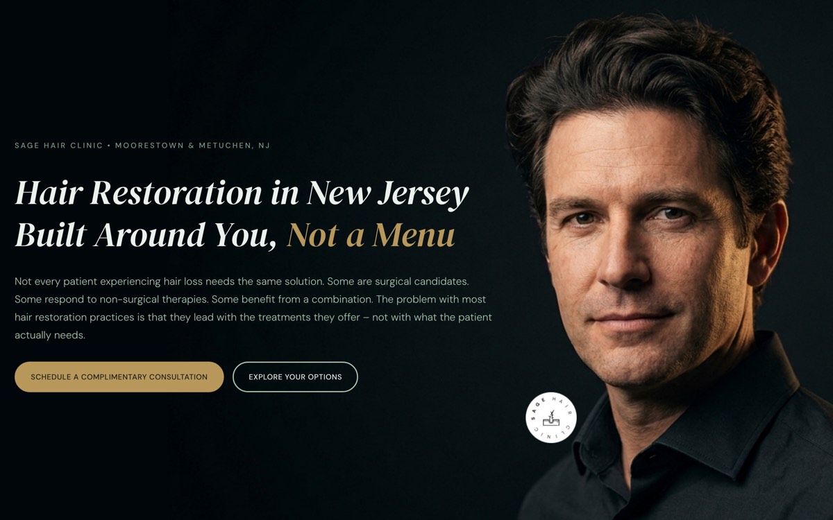 Sage Hair Clinic homepage