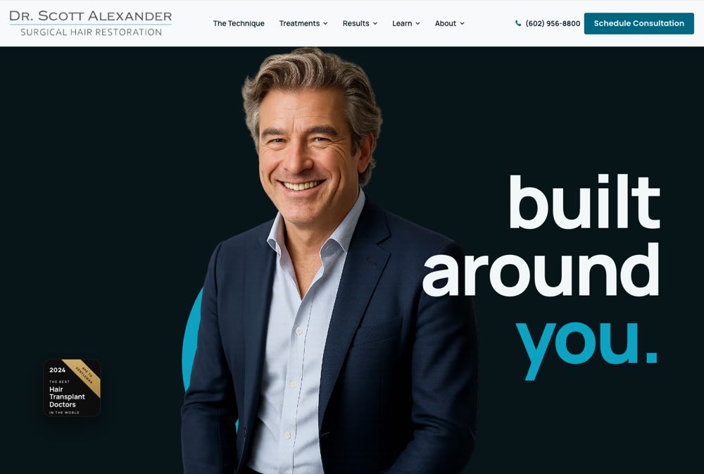 Biltmore Surgical Hair Restoration homepage on desktop