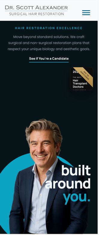 Biltmore Surgical Hair Restoration homepage on mobile
